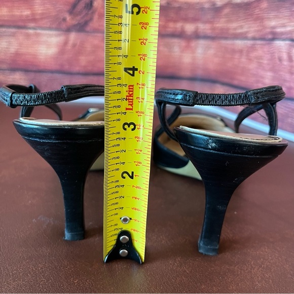 Anne Klein iflex Margy Black Leather Slingblack Pointed Toe Pumps - Picture 7 of 16